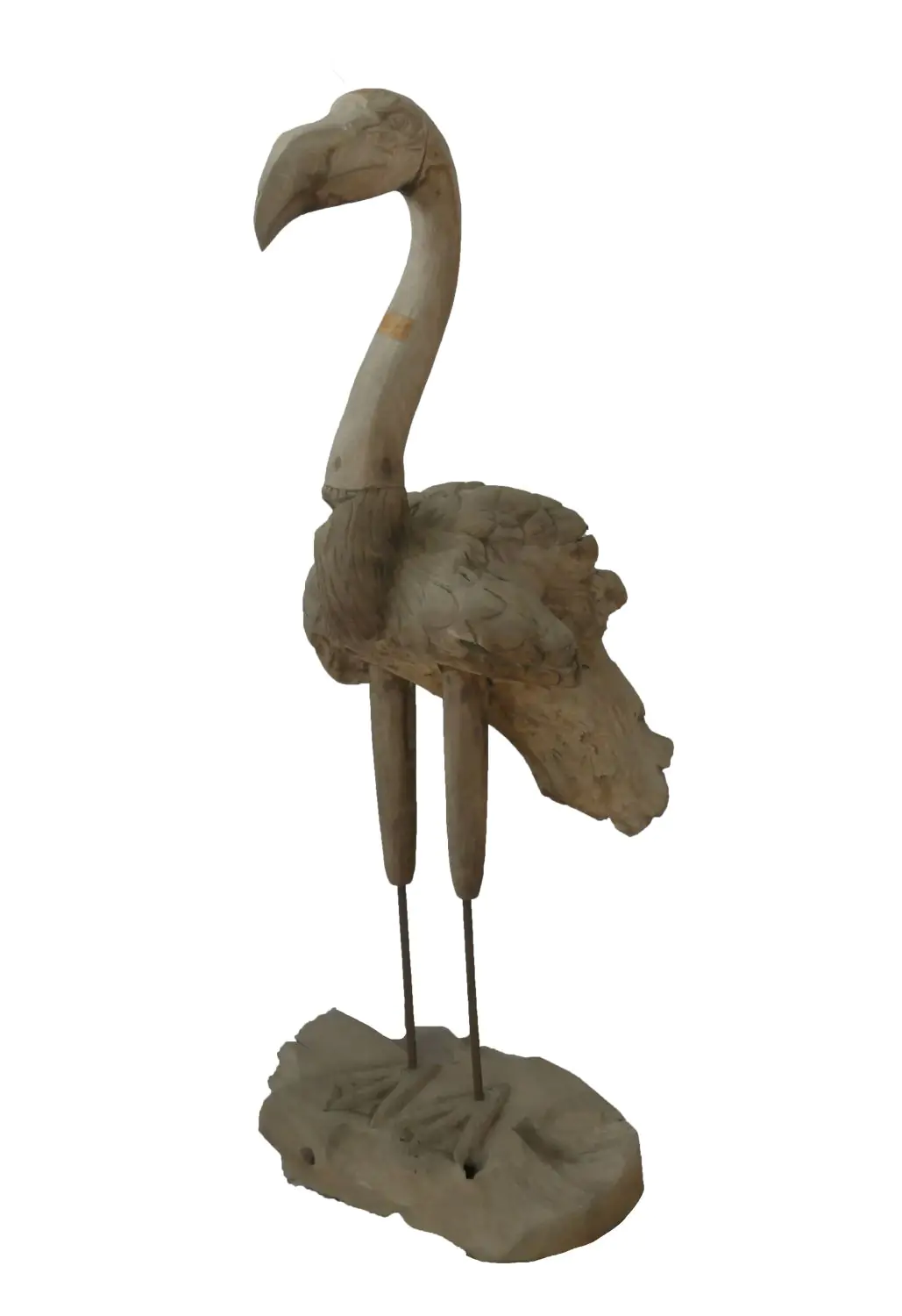  Product image 2 of the product “Flamingo, made from teak root pieces, about 1,10 mtr high-. 2 Parts, metall feet. ”